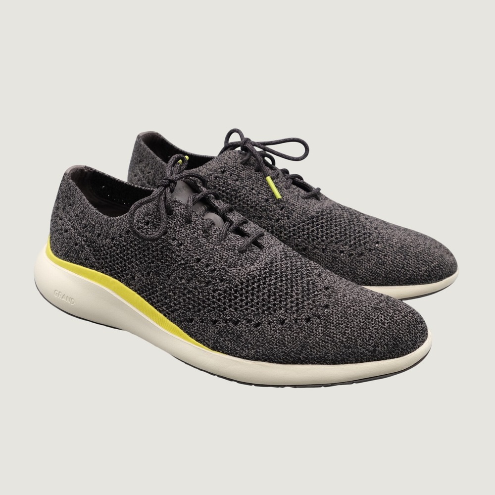Cole Haan Grand Troy Knit Oxford Mens Grey Lime Knit Wingtip Sneaker 10